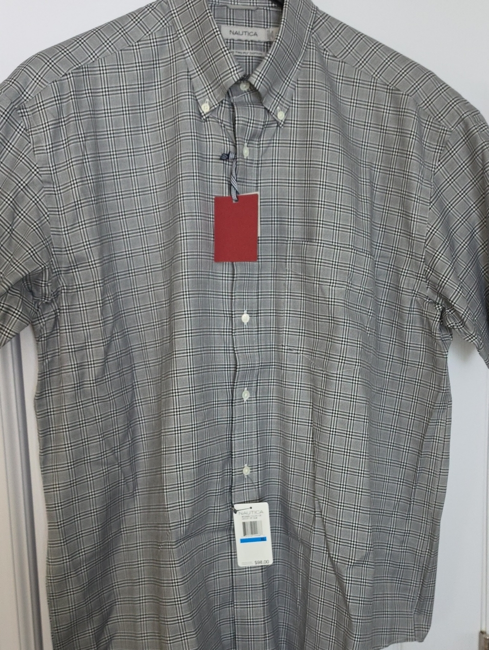 Nautica Blue Plaid Short-Sleeve Button-Down Shirt - New